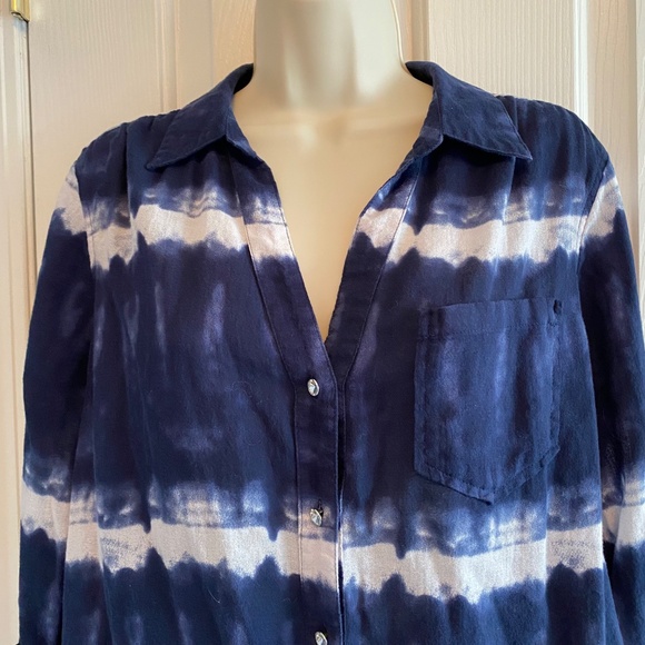 BUY 2 ITEMS & GET 1 FREE: INC Tie Dye Button Down Shirt Sz 12 - Picture 2 of 10